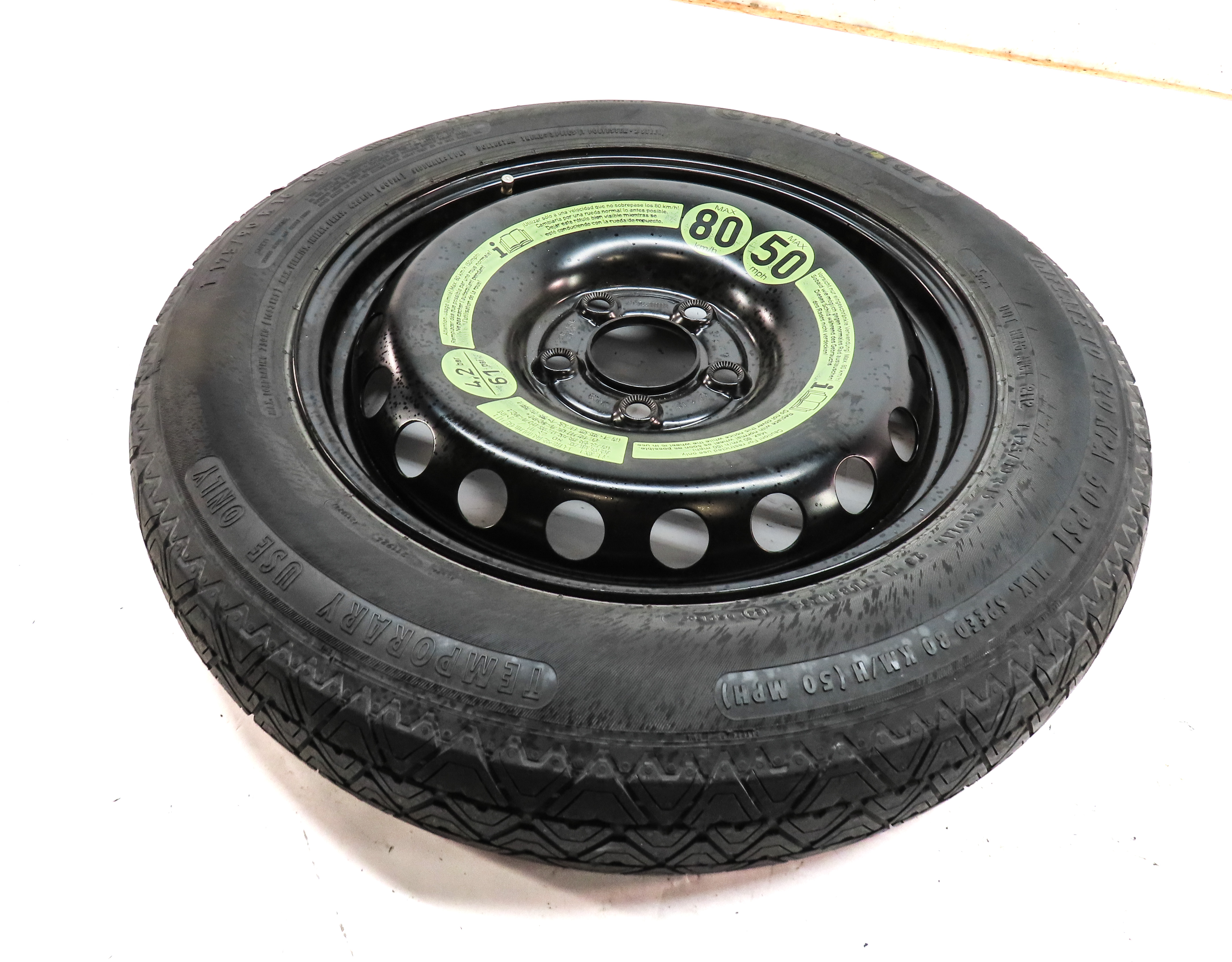 08-13 MERCEDES C230 C250 C300 C350 (W204) 16x3-1/2 ROADSIDE SPARE TIRE WHEEL RIM — exact item pictured